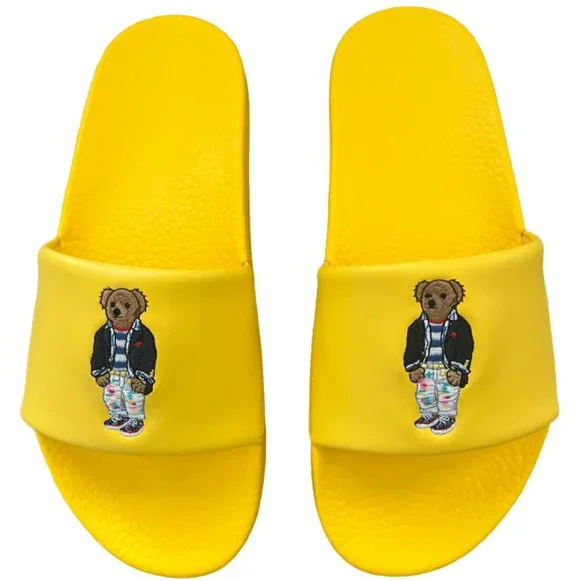 NEW Polo Ralph Lauren BIG POLO BEAR Cowboy Pool Slides Sandals YELLOW POLO Ralph Lauren BIG COWBOY POLO BEAR Pool Slides Sandals  main image 4